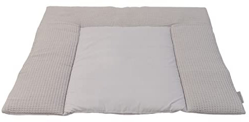ULLENBOOM ® Wickelauflage 85x75 cm Waffelpiqué Grau (Made in EU) - Wickelunterlage Waschbar und für Unterwegs geeignet, Bezug: 100% OEKO TEX Baumwolle, Wickeltischauflage 75x85