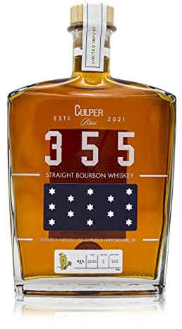 Culper Bros 355 Single Barrel Straight Bourbon - 70cl, 43% ABV, 86 Proof - Handcrafted Small-Batch American Bourbon Whiskey - Non-Chill Filtered, Bottled in the UK