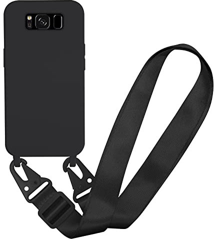 MBSLFY Handyhülle kompatibel mit Samsung Galaxy S8 Plus Hülle mit Band, Silikon Necklace Handyhülle mit Abnehmbar Kordel Umhängen Stossfest Handy Schutzhülle für Samsung Galaxy S8 Plus, Schwarz