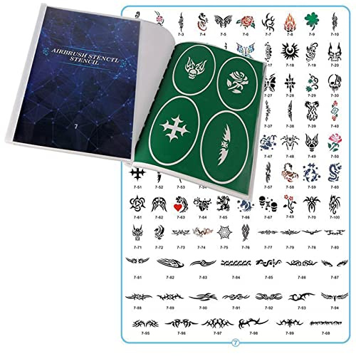 SAGUDIO Airbrush Touch Schablone 100pieces wiederverwendbare Airbrush Schablonen Vorlage Buch Airbrush Tattos für Mädchen und Jungen