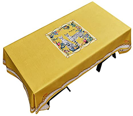 EHOMERY Tischdecke Unterlage rutschfest Tischtuch Draussen Ozelot-Blume Tischdeckehalter Für Draussen Große Tischtücher Bunt Gelb Tischschutz Dekoration 140X140Cm