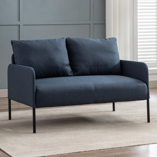 chairus Sofa 2 Sitzer Leinen Doppelsofa für Wohnzimmer Couch Sofa Kleines Apartment Modern Mini Couch für Schlafzimmer (Blau)