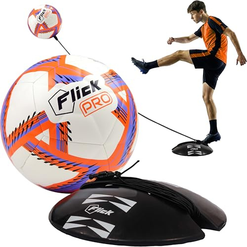 Football Flick Pro Return Ball, Unisex-Jugend Ball zurückgeben, White and Orange, One Size -