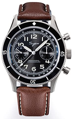 NIADI Sugess 1963 Herren-Armbanduhr, klassisches Design, Saphirglas ST1901, Chronograph, leuchtende mechanische Armbanduhren, Schwarz
