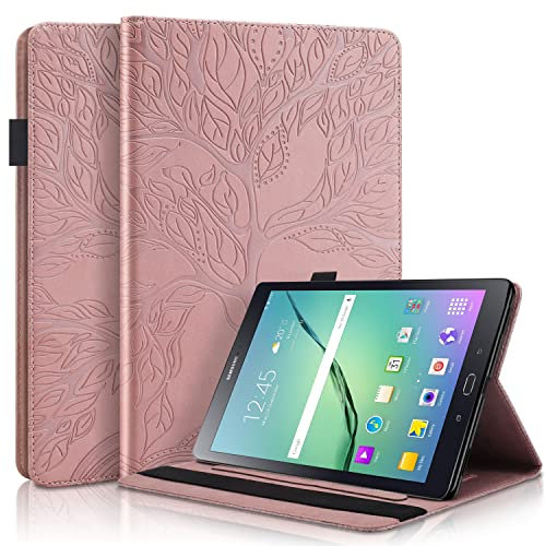 Succtopy Case for Samsung Galaxy Tab S2 9.7-inch (SM-T810/T815/T815/T819) Folio Flip PU Leather Cover with Pen Holder Galaxy Tab S2 9.7 Tablet Case with Stand Function Samsung Tab S2 - Rose Gold