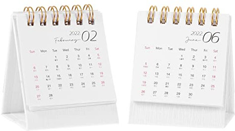 KICHOUSE Wohnkultur 2 Stück Einfacher Mini-Tischkalender Für Bürotische Großer Monatskalender Taschenkalender Mini-Tischkalender 2021–2022 Kalender Zum Stehen Tischkalender Tischstaffelei