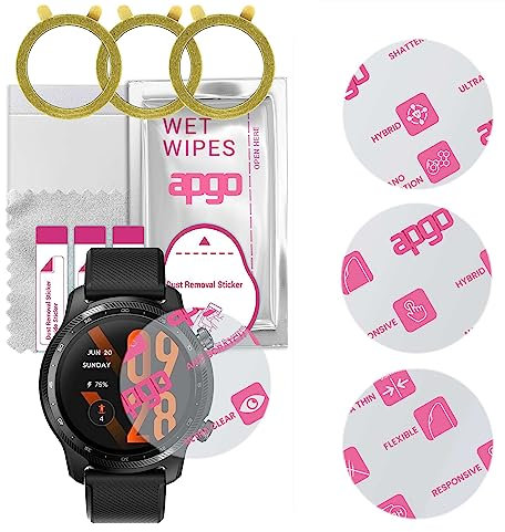 apgo 3x Cristal protector híbrido ultra claro compatible con Mobvoi TicWatch Pro 3 Ultra GPS, nano cristal flexible, gran sustituto del cristal templado, resistente a arañazos, pegamento completo.