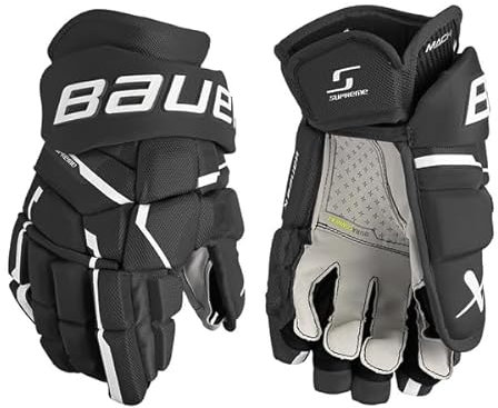 Bauer Supreme MACH Handschuhe Junior, Größe:10 Zoll, Farbe:schwarz/rot