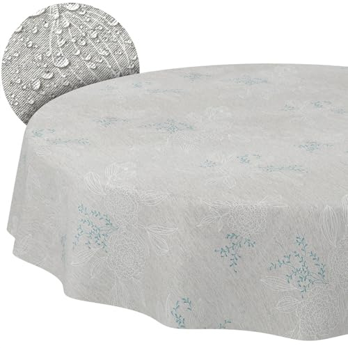 Stoff Tischdecke Tischwäsche Textil Tischtuch Baumwolle Polyester Gewebe abwaschbar pflegeleicht, in rund oval eckig Japondi Grau Rund 100cm Schnittkante