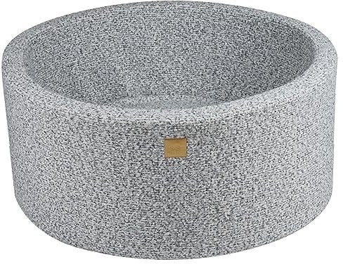 MEOWBABY Piscine à Balle pour bébé en Bouclé – Piscine Ohne balles 90x40cm Douce – Piscine a Balle Enfant, Boucle, Grau Melange