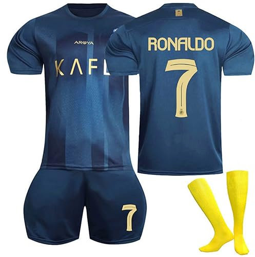 Al NASSR Maillot Foot Enfant et Adultes Nouveaux Maillots #7 Home/Away Soccer Jersey, Ensemble Football Homme Garçon Vêtement Sport Tshirt, Shorts et Chaussette Set