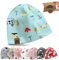 fenchi's AUSTRIA Kinder Beanie Mütze mit süßen Motiven und Geschenkverpackung, Regenbogen Leder Label, Baumwolle (DE/NL/SE/PL, Alter, Einheitsgröße, Türkis_Auto)