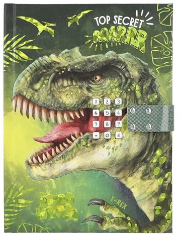 Depesche 12407 Dino World - Journal Intime avec Code chiffré et Son, Livre avec Motifs de Dinosaures et 80 Pages lignées et illustrées de Couleurs Vives