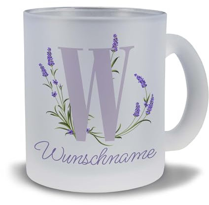Kiwistar Tasse satiniert Glas - Name Lavendel - individuell personalisiert mit Wunschtext bedruckt - Texttasse selbst gestalten - Tassen selber personalisieren - Spruch - Geschenk - Motivtasse