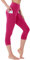 FOTOCITI Leggings Damen mit Tasche Capri Leggins High Waist Caprihose Sommer Blickdicht Sportleggins Sporthose Hose Gym Outdoor Yoga(Rot,S-M)