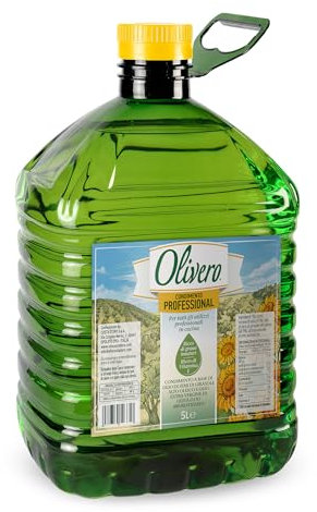 Costa d’Oro – Olivero 5L. Un blend a base di olio di semi di girasole alto oleico (48,9%) e olio extra vergine di oliva (51%) aromatizzato.