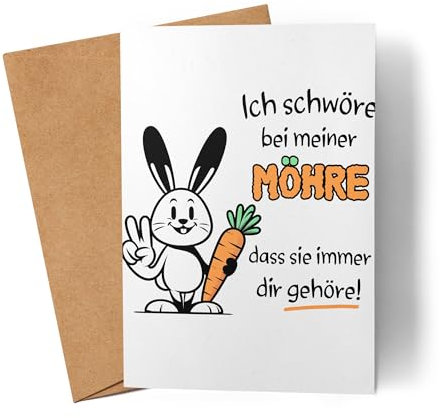 Ich schwöre bei meiner Möhre Witziger Hase Karte Grußkarte - Partnerin Partner Liebe
