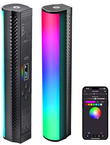 NEEWER Varita de luz RGB con Control de aplicación, Barra magnética de Mano para fotografía, Video, 2500 K ~ 8500 K, Intensidad Regulable, CRI95+, Barra de Tubo LED a Todo Color con batería de 2550