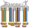 CREATCABIN Handball-Medaillenhalter,Sport-Medaillenaufhänger,Display,Auszeichnungsbänder,Organizer,Metall,Silberfarben,Gestell Montiert Zum Aufhängen An Der Wand,Renngeschenke,Fußballspieler,40x15cm