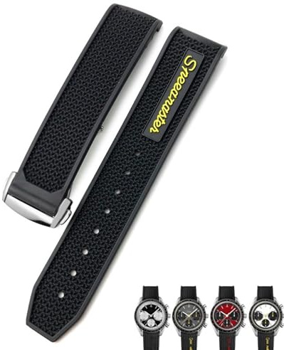 KDEGK Naturkautschuk 20mm 21mm 22mm Armband für Omega Speedmaster Seamaster 300 Weiches Silikon Moonwatch S Uhrenarmband Herren