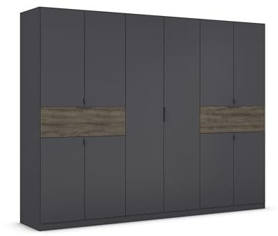 Rauch Möbel TICAO, Schrank, Farbe Grau metallic/Atlantic Oak, Breite 271 cm | Kleiderschrank, Mehrzweckschrank, 10-türig, 2 Schubladen, für Schlafzimmer, Kinderzimmer, Homeoffice, Garderobe, Flur
