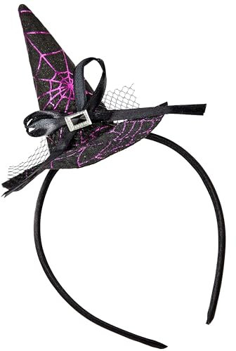 Spooktacular Creations Halloween-Hexenhut-Stirnband, lila Zaubererhut-Stirnband, niedliche Hoop-Band-Kopfbedeckung für Kinder, Erwachsene, Halloween-Party, Verkleidung, Kostüm, Cosplay, Zubehör