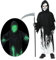 Halloween Sensenmann Kostüm für Kinder Jungen, Glow in the Dark Halloween Kostüm Skelett Set Sensenmann Sense Skelett Handschuhe Outfit Gruselige Robe Kostümumhang (S)