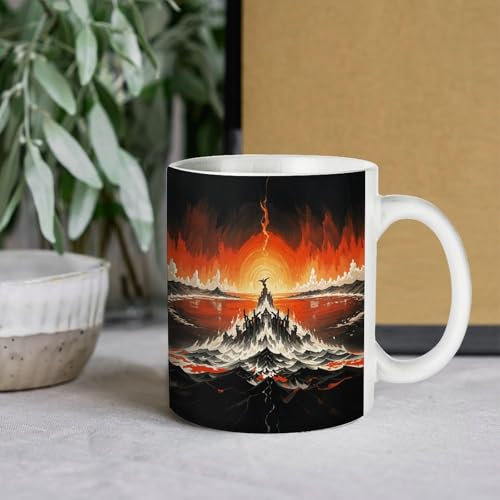 NTVOWPZO Kaffeetassen Große Kaffeetassen Katastrophe Thema Keramik Kaffeetassen für Frauen Reise Kaffeetasse mit Griff Lustige Tasse Teetassen für Latte Hot Tea Cappuccino