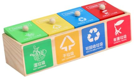 Abaodam Jouet Poubelle Bois pour Garçon Fille des Déchets Développement De Coordination Œil-Main