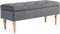 HOMCOM 38L Bank Truhe Aufbewahrung 2 in 1 Samtbank im mittelalterlichen Stil mit gepolstertem Scharnierdeckel und Holzfüßen für Flur, Wohnzimmer, Schlafzimmer - 102 x 38 x 41 cm, dunkelgrau