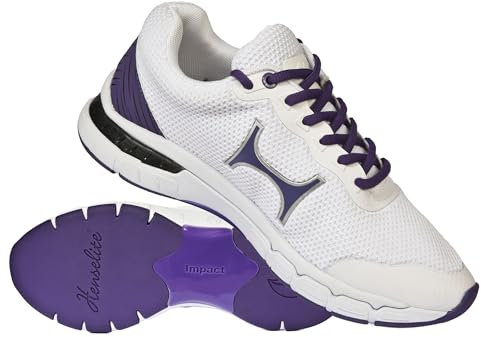 Henselite Ladies L500 Indoor and Outdoor Bowls Shoes (White and Purple, UK Footwear Size System, Adult, Women, Numeric, Medium, 7)