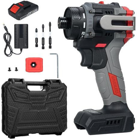 Weytoll 21V Electric Screwdriver 2-in-1 Impact Driver + Hammer Brushless Rechargeable Power Screwdriver 1/4'' Hex Chuck Power Impact Drill with 2.0Ah Battery 0-1600RPM Variable Speed