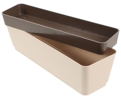 TOBBOMEY Macetero Rectangular para Suculentas con Bandeja para Ventanas Balcones y Decoración De Jardines Diseño Elegante y Funcional con Sistema De Drenaje
