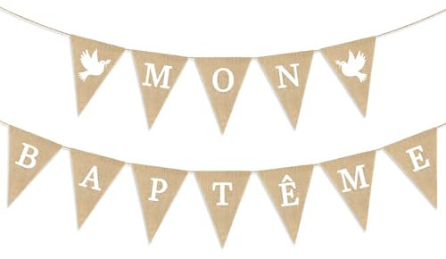 Bautizo decoración de la bandera, guirnalda bapteme bautizo decoración, decoración colgante para bautizo fiesta de baby shower nacimiento niño niña foto colgante01