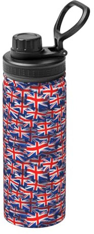 Insulated Water Bottle with Handle, Stainless Steel Reusable Union Jack Design Water Bottle for Sports and Travel