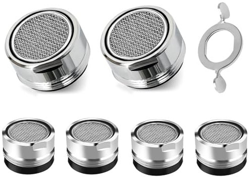 SURFOU Mousseur Robinet Cuisine, Lot De Six Embout Mitigeur Lavabo Salle De Bain À Visser M24 Economiseur Aérateur D'eau Pour Faucet, Économiseur Aerateur Robinets Anti Calcaire