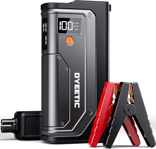 Avviatore Batteria Auto, 6000A 26800mAh Avviatore di Emergenza per 12V Auto/Moto (Tutti Gas o 10L Diesel), Starter Batteria Portatile Booster Avviamento con Torcia a LED, Cavi di Avviamento