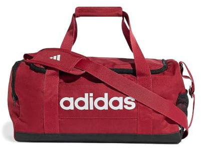 adidas Unisex Essentials Linear Duffel Bag, Active Maroon/White, S
