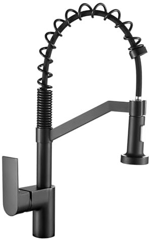 ZYNUHMO Wasserhahn Küche Ausziehbar,Armatur Küche Kupfer,360° Drehbare Küchenarmaturaus mit flexiblem Hals und Brause mit Umschalt-Taste,Schwarz