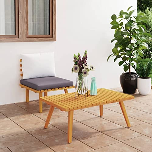 Gecheer 2-TLG. Lounge Gartenmöbel Set Holz mit Tisch Sitzgruppe Garten Holz Gartenlounge Outdoor Balkonmöbel Holz Terrassenmöbel Set Holz Gartengarnitur Massivholz Akazie
