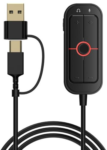 AMISENK Carte son externe USB avec 3 modes sonores et effets de lumière pour les jeux et le divertissement