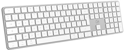 Mobility Lab - KMP2000W - Teclado Mac inalámbrico multiconexión, AZERTY, Receptor USB 2.4 GHz + 3 x Bluetooth, 15 accesos directos Multimedia, Carga rápida vía USB-C - Mac