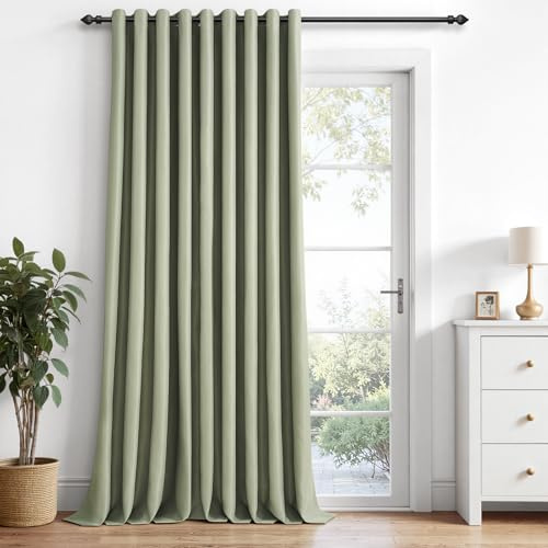 MRTREES Thermovorhang Gardine Blickdicht mit Ösen, Raumteiler Vorhang 210 cm Lang 200 cm Breit, 1 Stück, Verdunklungsvorhänge Grün Kälteschutz für Tür Wohnzimmer Kinderzimmer