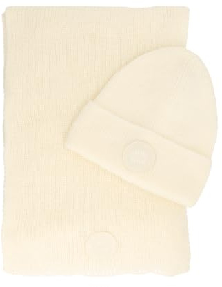 FC Bayern München Set Mütze Statement & Schal Unisex (Off White) I Weiche Strickqualität für Damen & Herren I Offiziell lizenziert