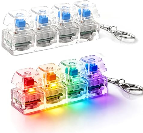 2 Stück Tastatur Fidget Spielzeug, Fidget Toys Erwachsene mit LED Licht, Tastatur Schlüsselanhänger, 4-Tasten-Tastaturs Fidget, Clicker Lustig Bunter Spielzeug, für Angst, Büro, Schule und Reisen