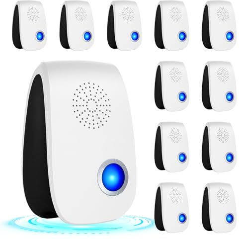 2026 Upgraded Ultrasonic Repellent 12 Packs, Indoor Pest Repellent, Electronic Plug in Pest Control for Roach, Ant, Rodent, Mouse, Bugs, Mosquito, Spider Repellent for House, Garage, Warehouse