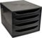 Exacompta 228014D Ablagebox Ecoblack mit 4 Schubladen für DIN A4+ Dokumente. Ecobox mit hoher Kapazität für mehr Platz auf dem Schreibtisch Big Box Schwarz