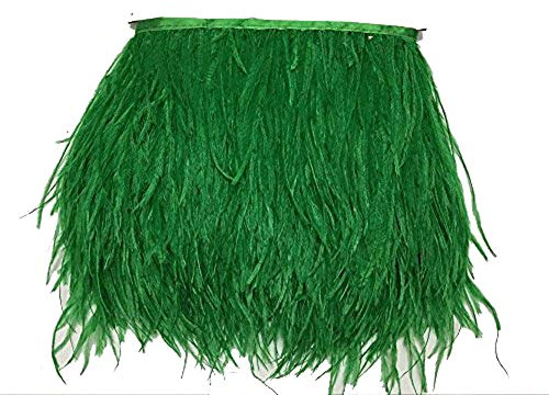 ADAMAI Plumas de avestruz naturales adornos flecos DIY vestido costura artesanía trajes decoración paquete de 2 yardas verde oscuro