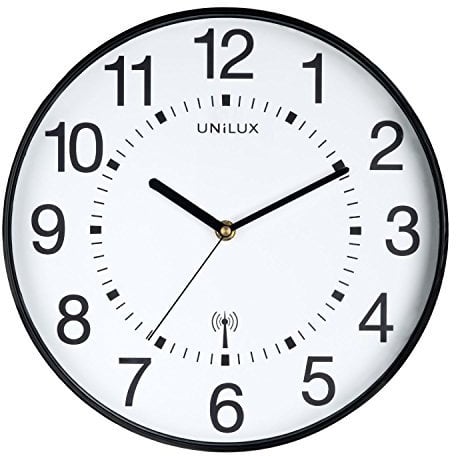 Unilux Maxi Wave Pendule de bureau Système Quartz Radio-pilotée et Lisible jusqu'à 150 m Ø 37,5 cm Noir