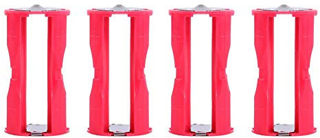 Zerone Tragbare 4 Stück 4AAA auf C Größe Parallel Batterie Konverter Adapter Halter Hüllen Box Rot TV Video Home Audio